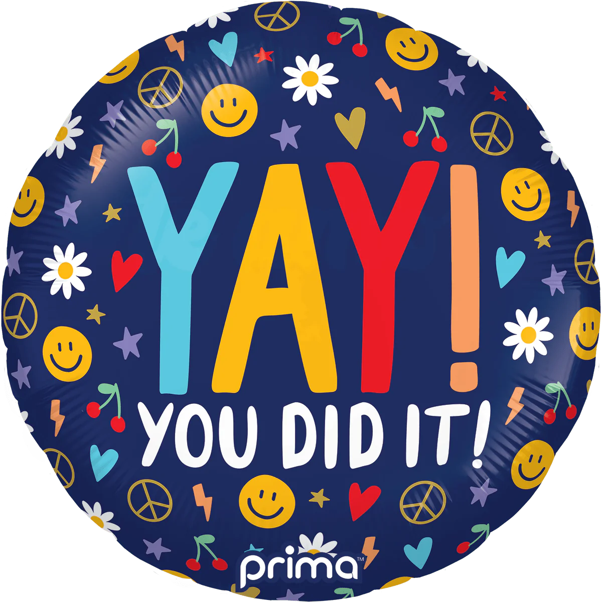 PRIMA 18" Round Yay You Did It Groovy Icons